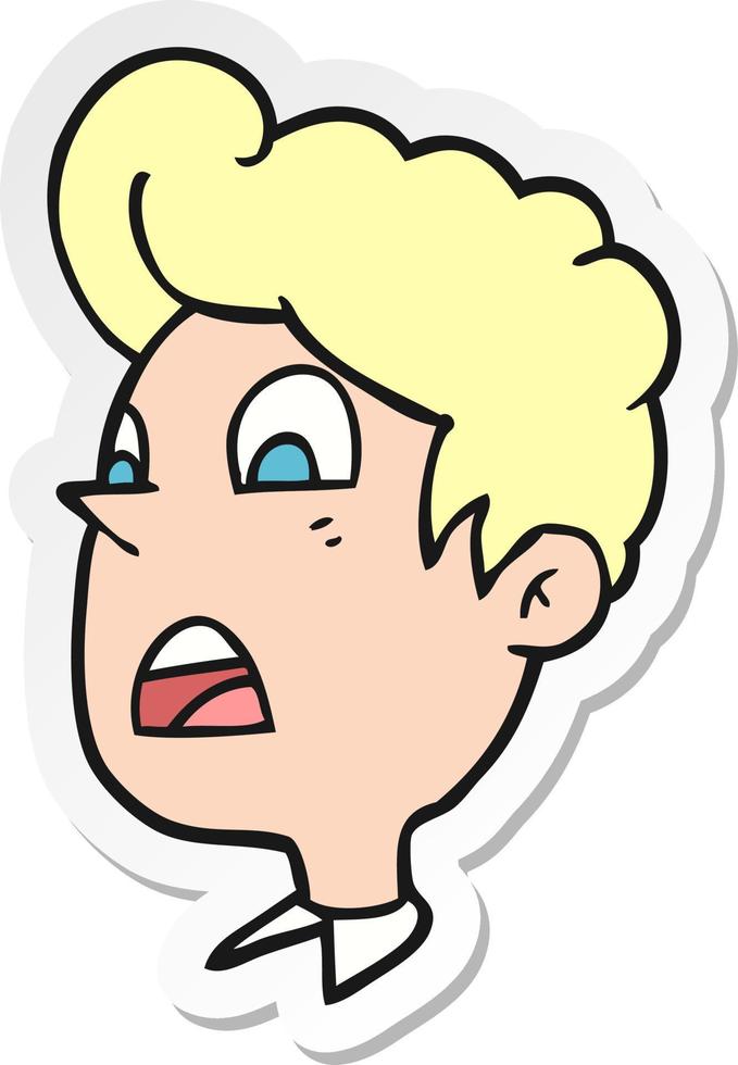 sticker of a cartoon shocked man vector