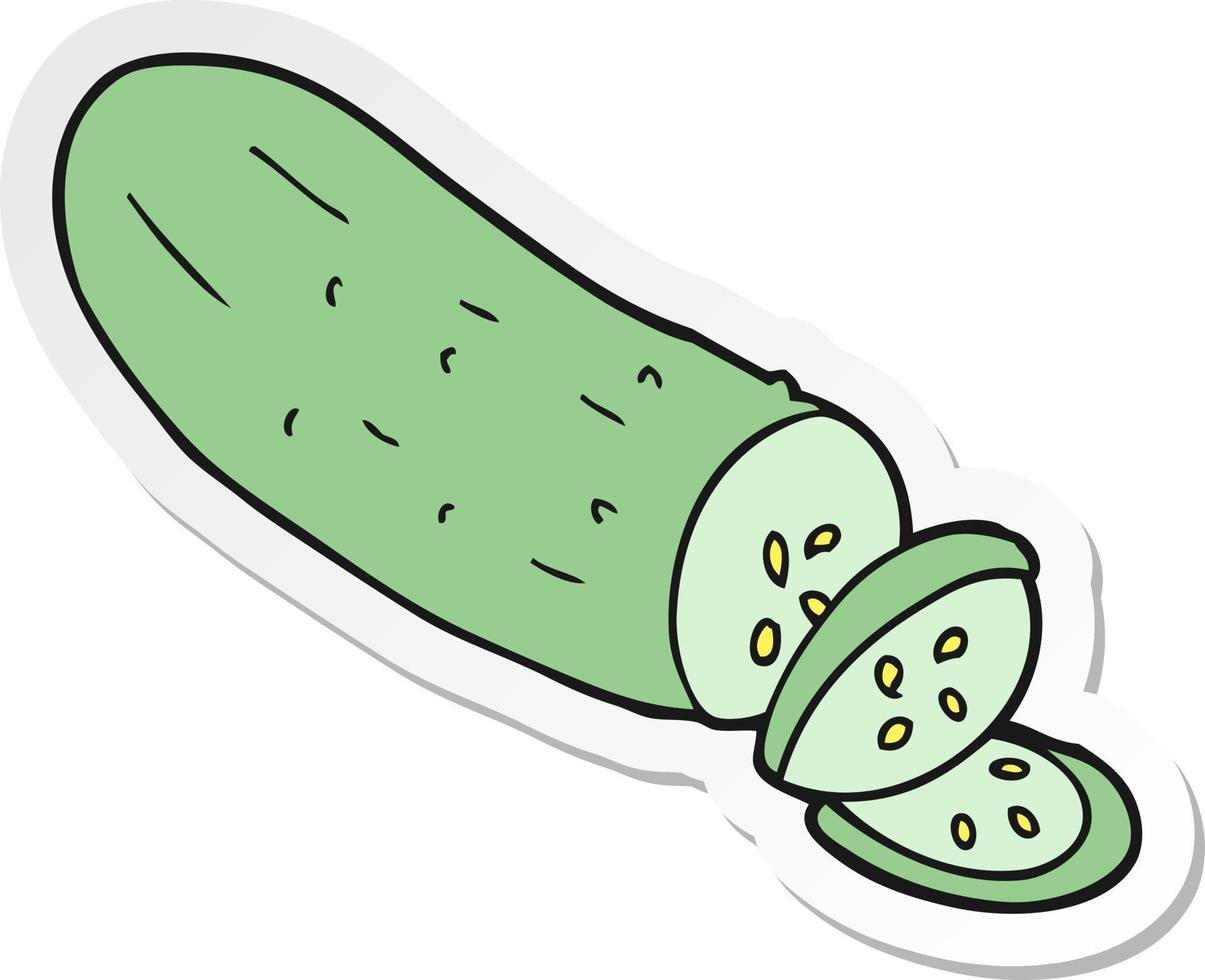 pegatina de un pepino en rodajas de dibujos animados vector