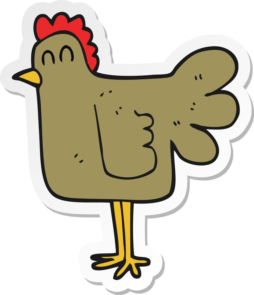 sticker of a cartoon chicken vector