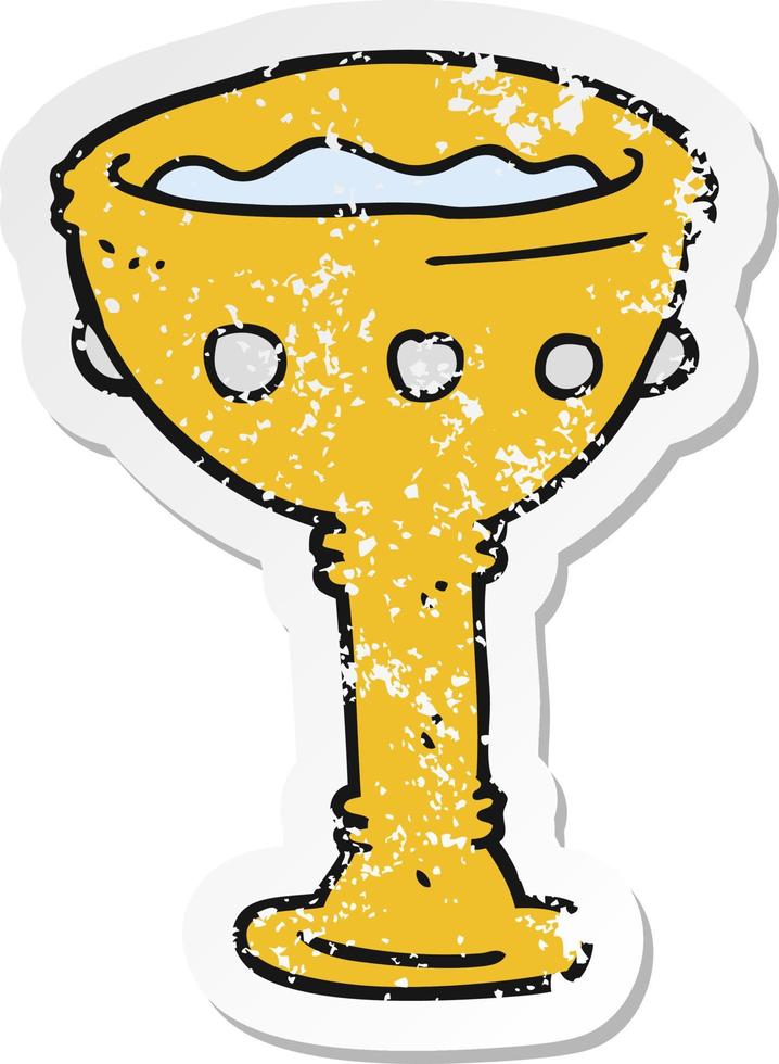 retro distressed sticker of a cartoon goblet vector