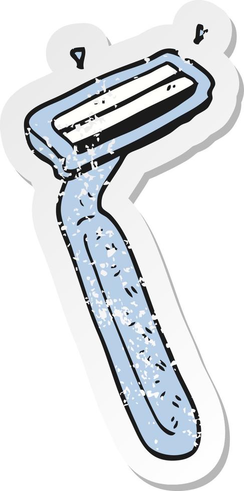 retro distressed sticker of a cartoon razor vector