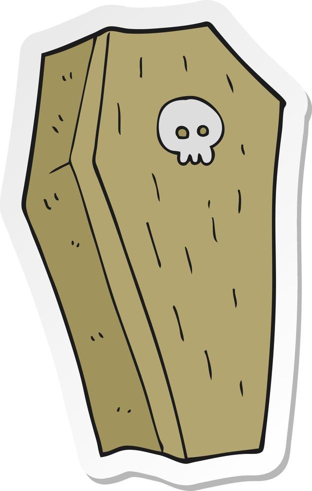 sticker of a cartoon spooky coffin vector