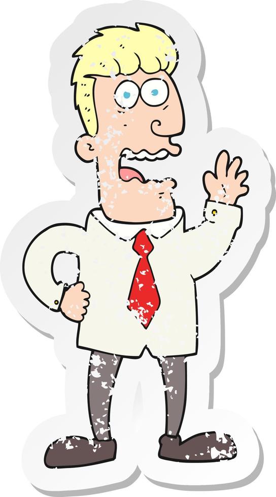 retro distressed sticker of a cartoon businessman vector