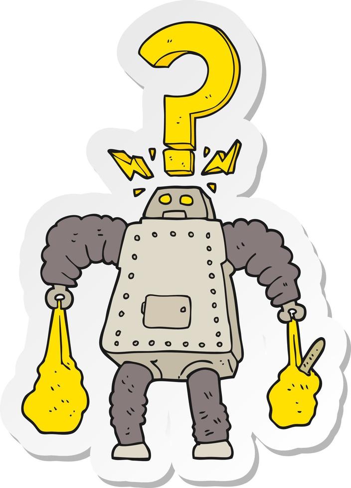 sticker of a cartoon confused robot carrying shopping vector