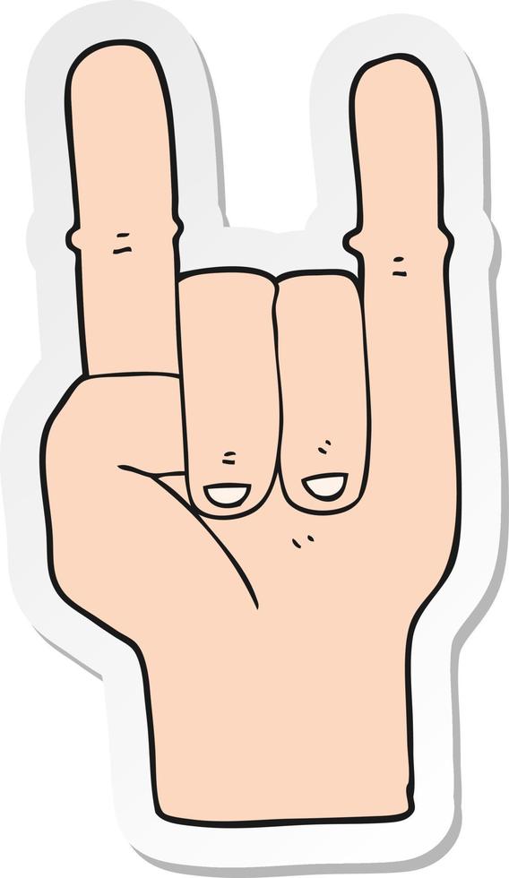sticker of a cartoon devil horns hand symbol vector