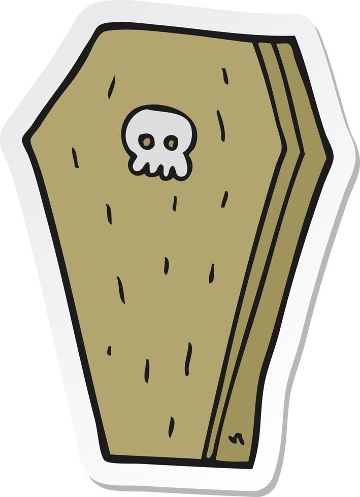 sticker of a cartoon halloween coffin vector