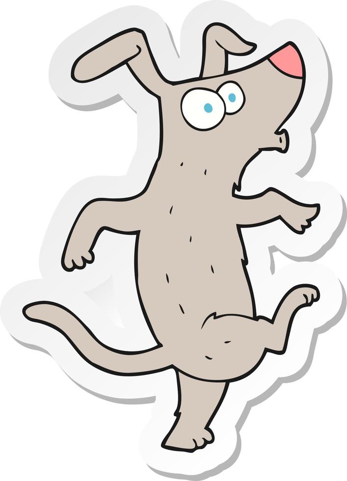 sticker of a cartoon dancing dog vector