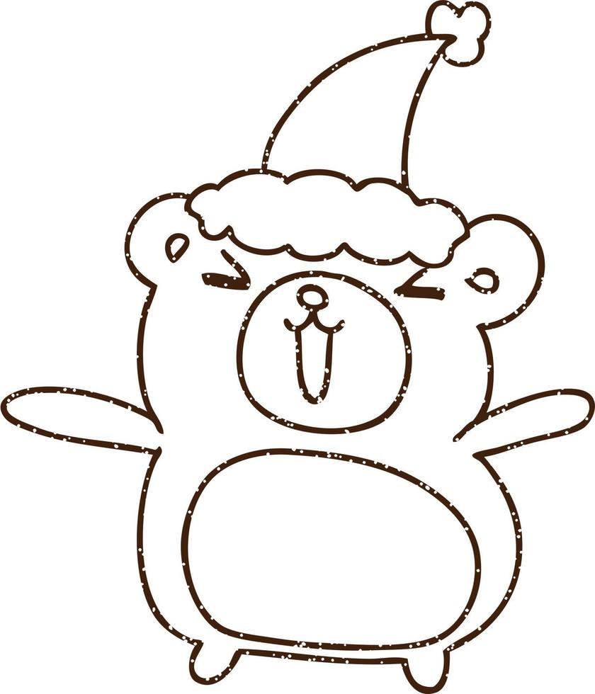 Christmas Bear Charcoal Drawing vector