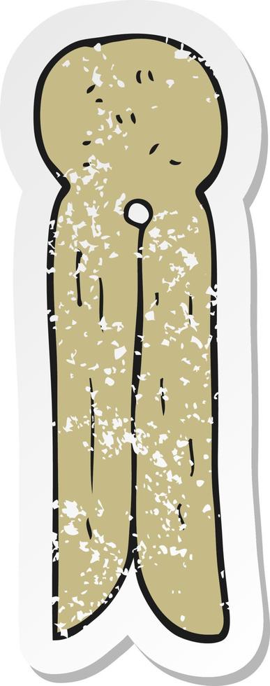 retro distressed sticker of a cartoon old style wooden peg vector