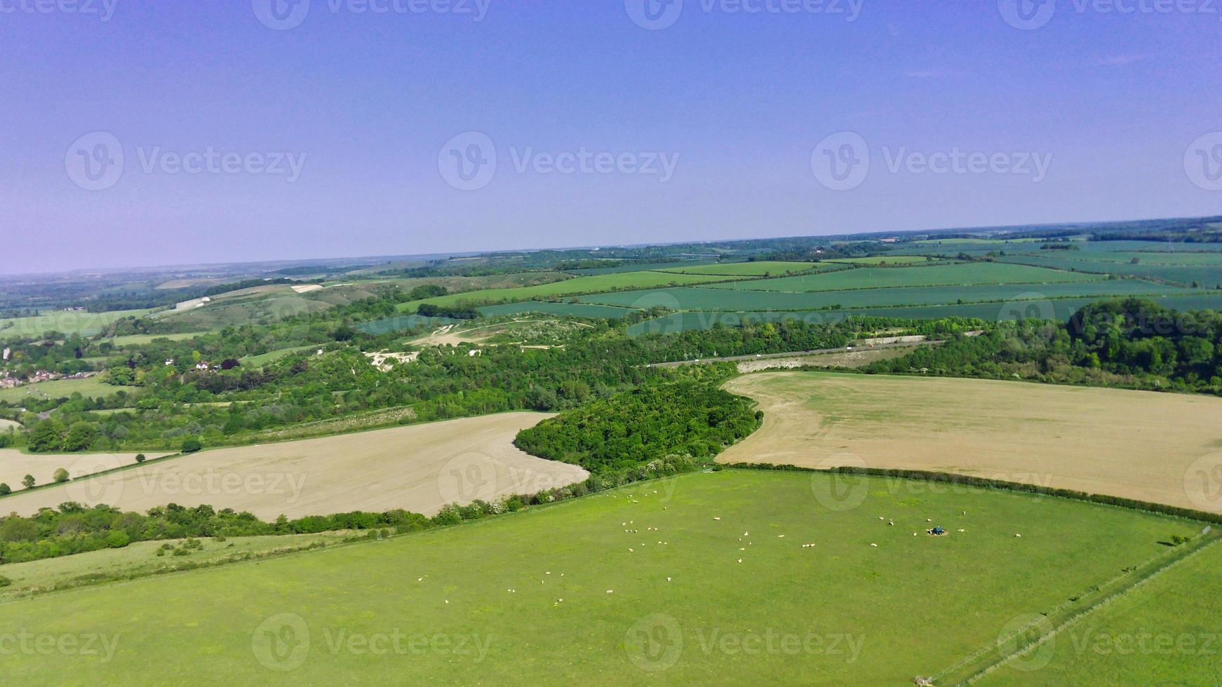 Aerial footage and high angle view of British Countryside, drone's footage photo