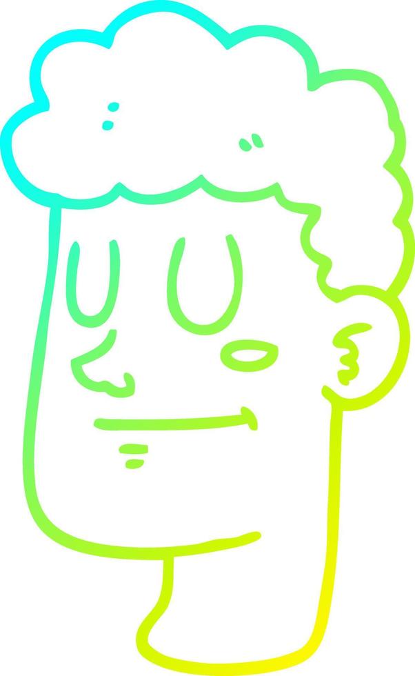 cold gradient line drawing cartoon male face vector