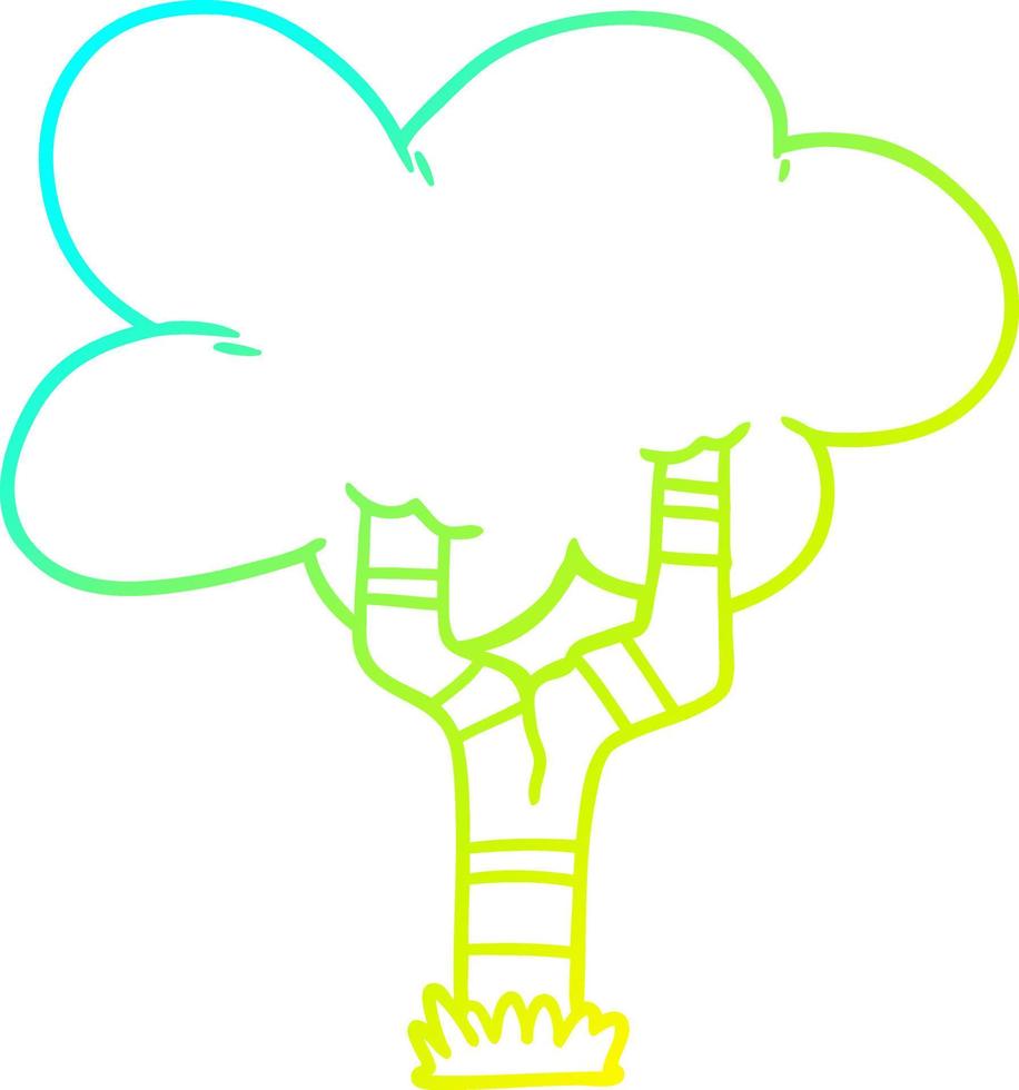 cold gradient line drawing cartoon tree vector