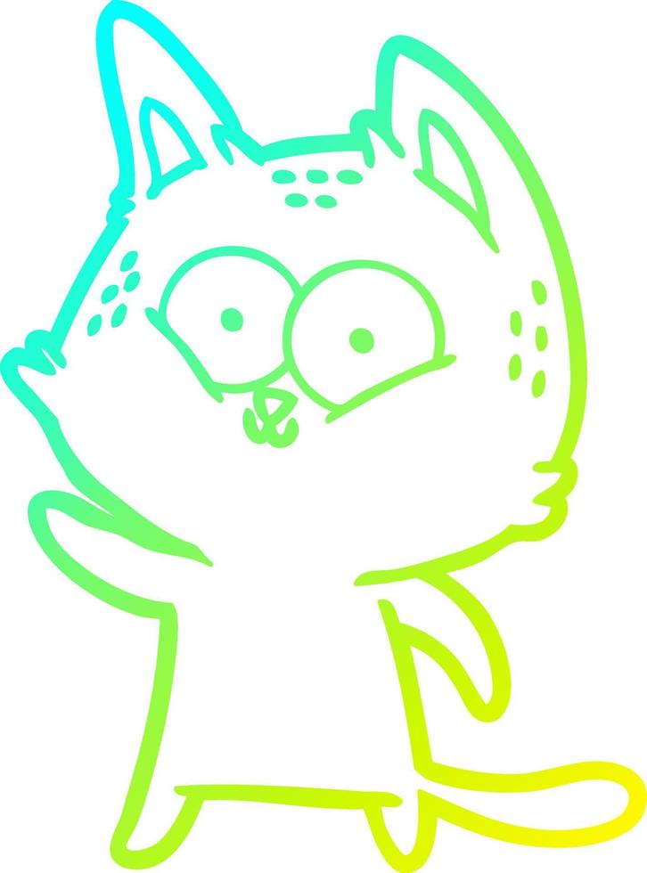 cold gradient line drawing cartoon cat waving vector