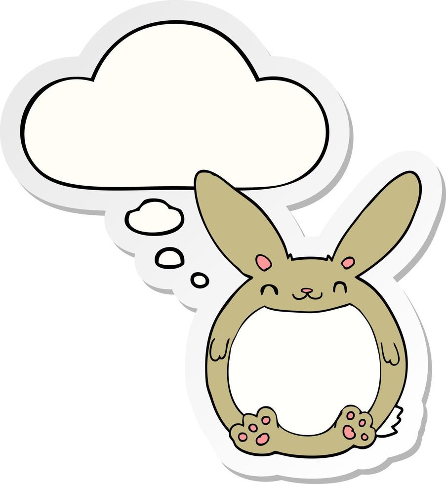 cartoon rabbit and thought bubble as a printed sticker vector