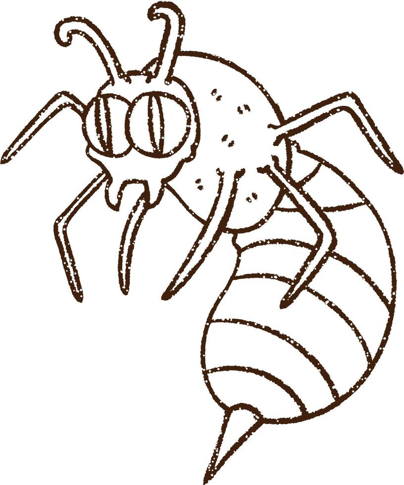 Wasp Charcoal Drawing vector