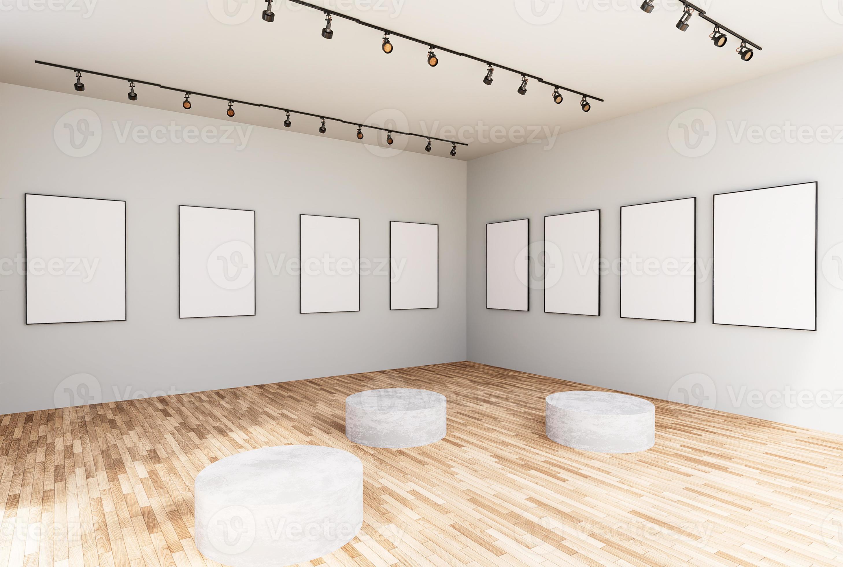 Empty room interior with white canvas in the gallery. 10766028 Stock Photo at Vecteezy