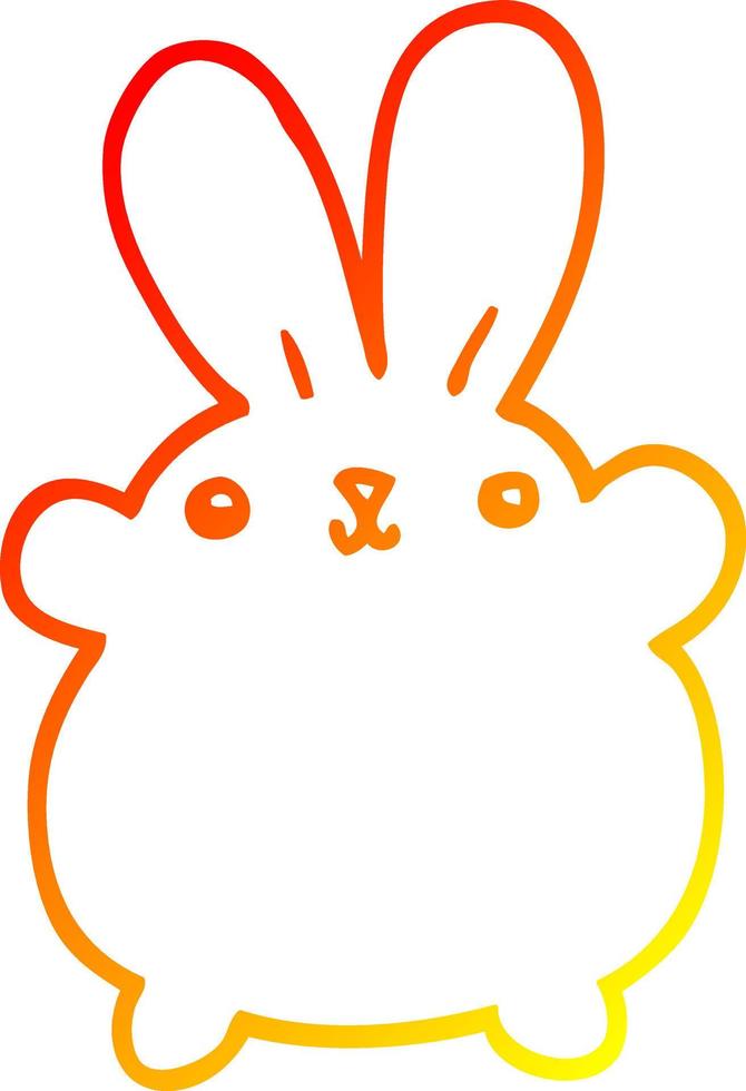 warm gradient line drawing cute cartoon rabbit vector