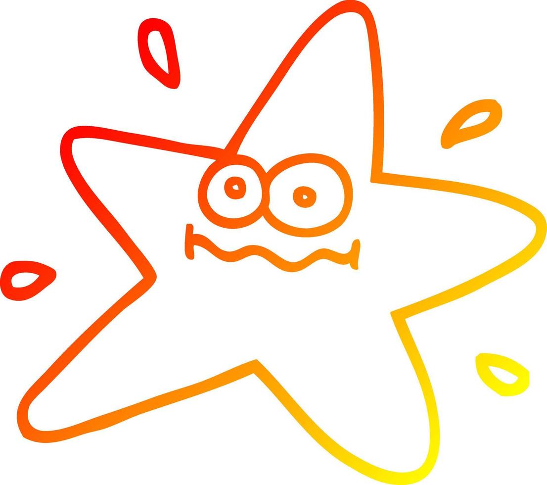 warm gradient line drawing funny cartoon star vector