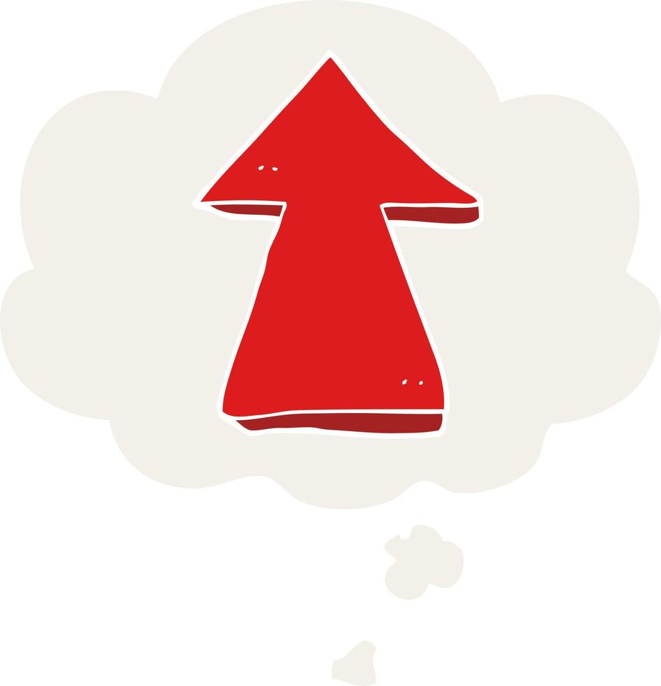 cartoon pointing arrow and thought bubble in retro style vector