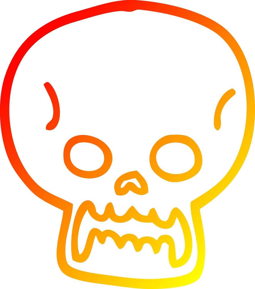 warm gradient line drawing cartoon halloween skull vector