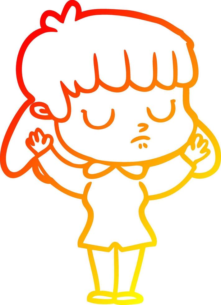 warm gradient line drawing cartoon indifferent woman vector