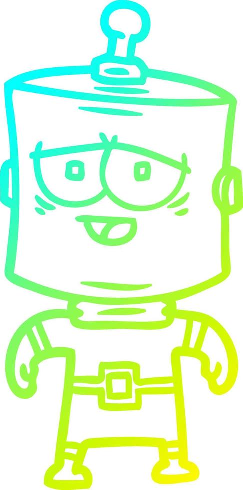 cold gradient line drawing cartoon robot vector