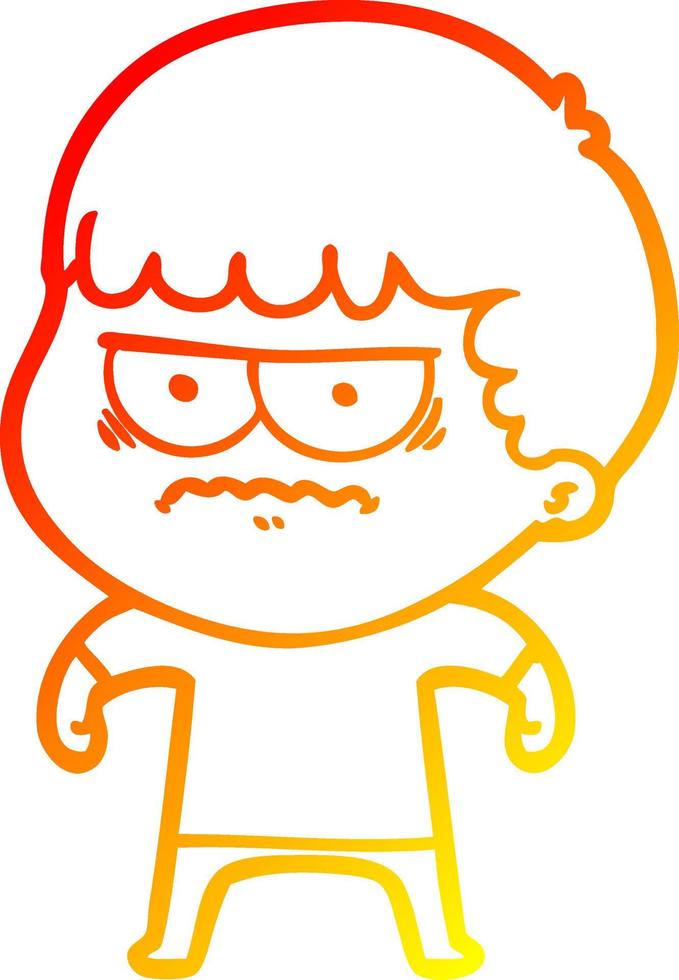 warm gradient line drawing cartoon annoyed man vector