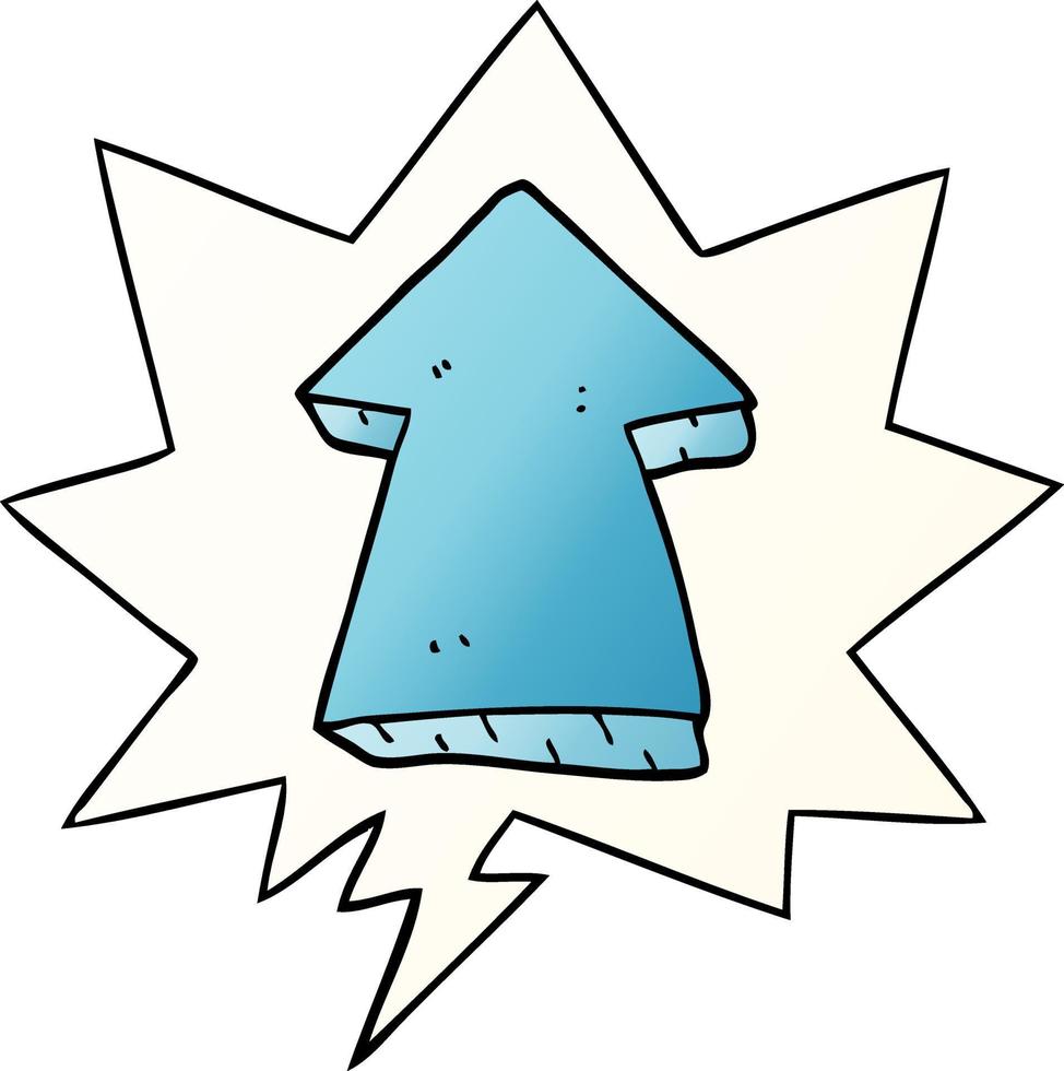 cartoon pointing arrow and speech bubble in smooth gradient style vector