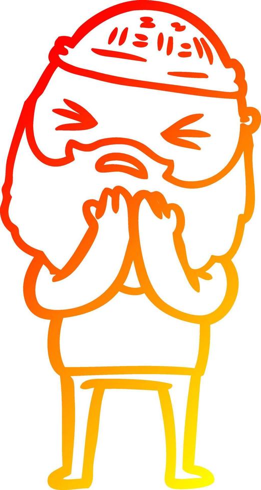 warm gradient line drawing cartoon man with beard vector