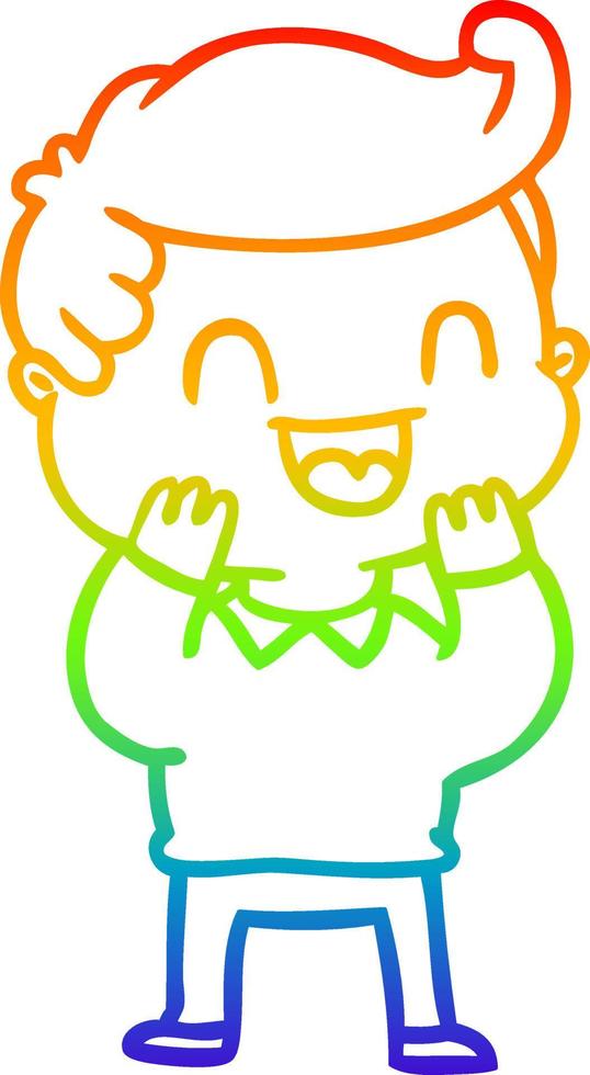rainbow gradient line drawing cartoon happy man vector