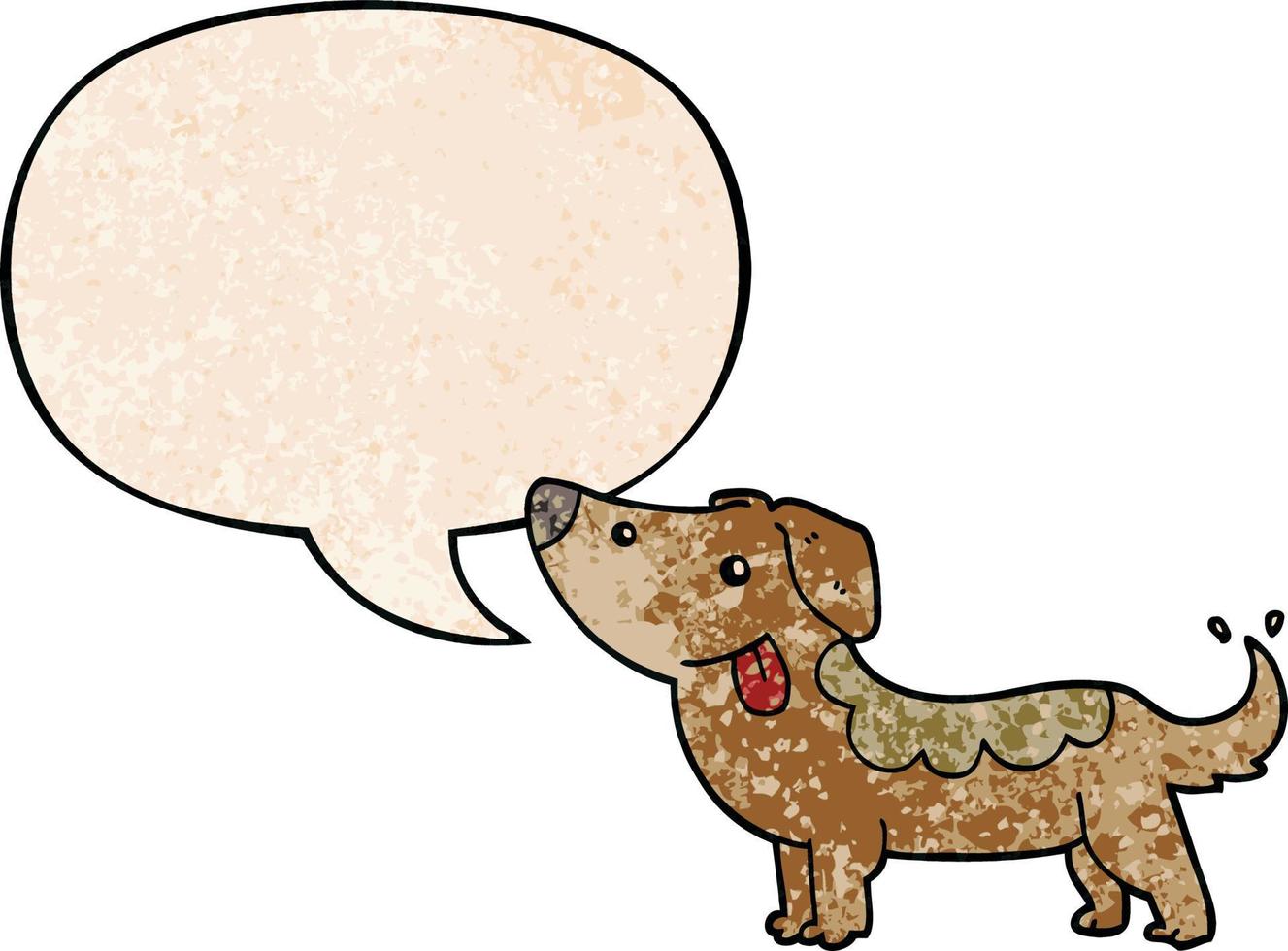 cartoon dog and speech bubble in retro texture style vector