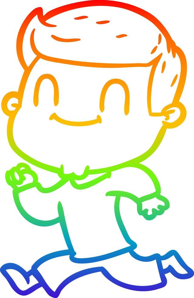 rainbow gradient line drawing cartoon friendly man vector