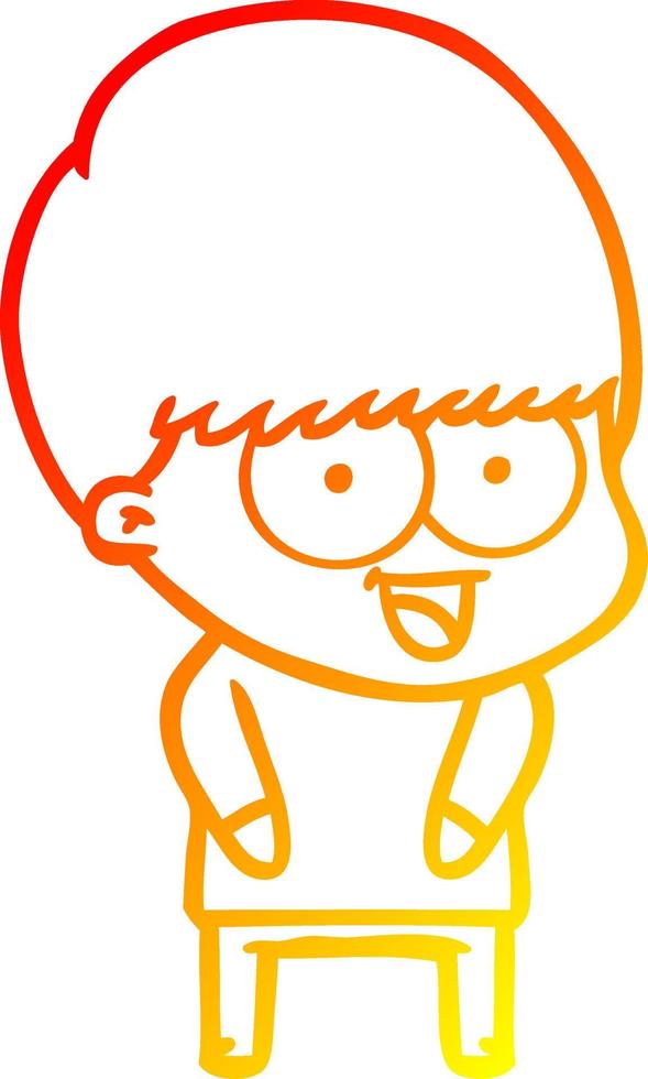 warm gradient line drawing happy cartoon boy vector