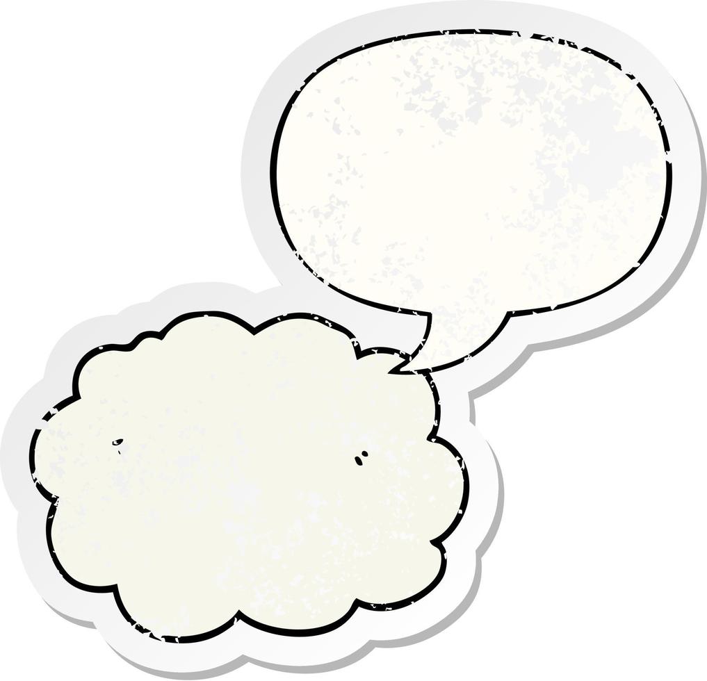 cartoon cloud and speech bubble distressed sticker vector