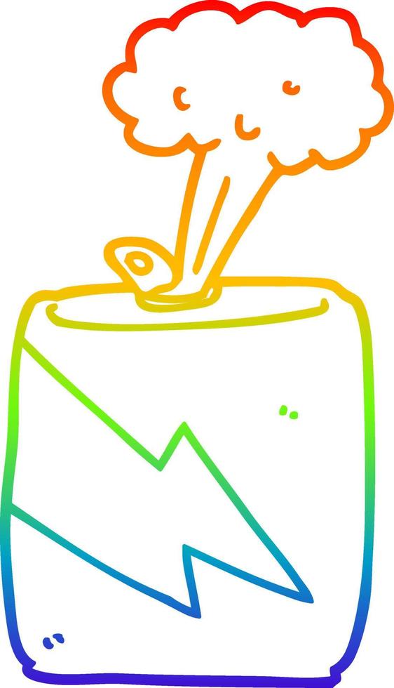 rainbow gradient line drawing cartoon soda can vector