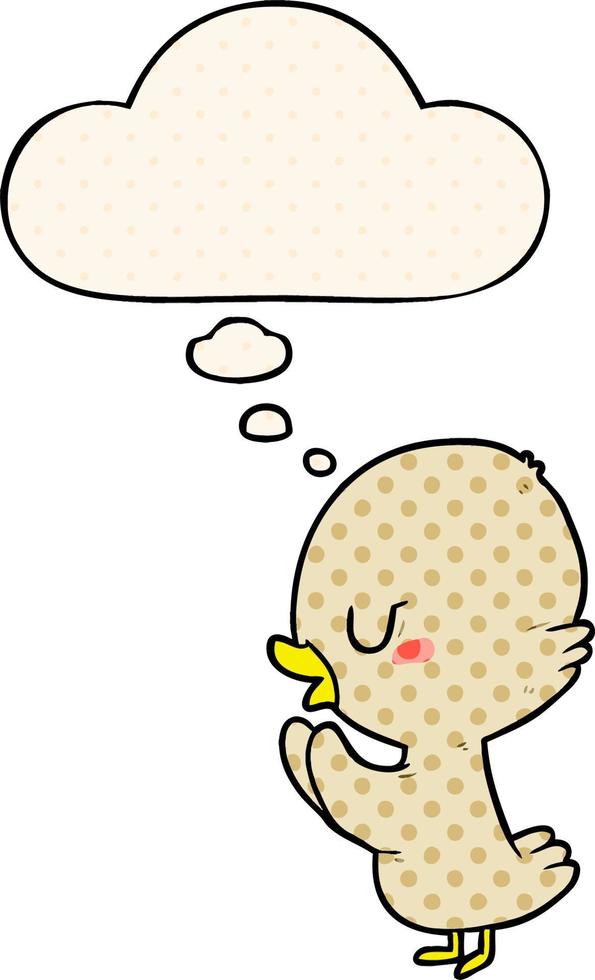 cartoon duckling and thought bubble in comic book style vector