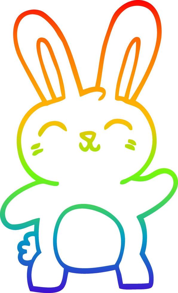 rainbow gradient line drawing cartoon cute bunny vector