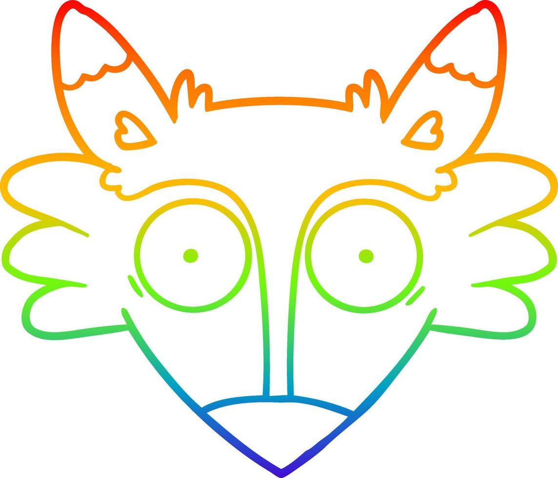 rainbow gradient line drawing cartoon startled fox vector