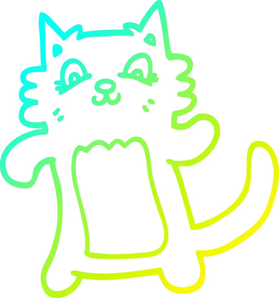 cold gradient line drawing cartoon happy cat vector