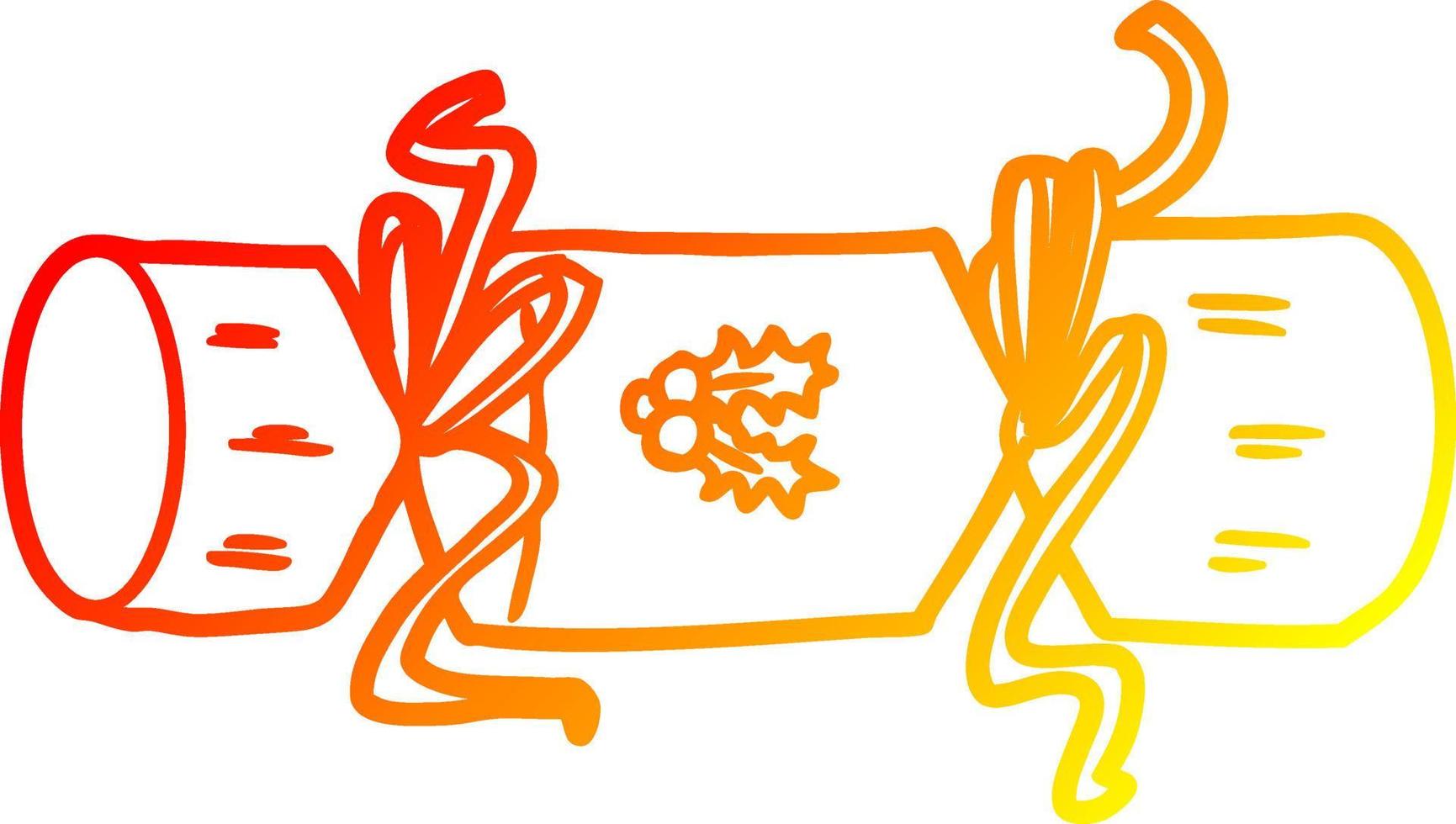 warm gradient line drawing xmas cracker cartoon vector