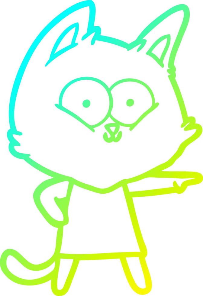 cold gradient line drawing cartoon cat girl pointing vector