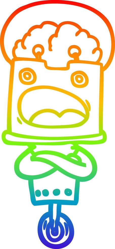 rainbow gradient line drawing cartoon robot vector