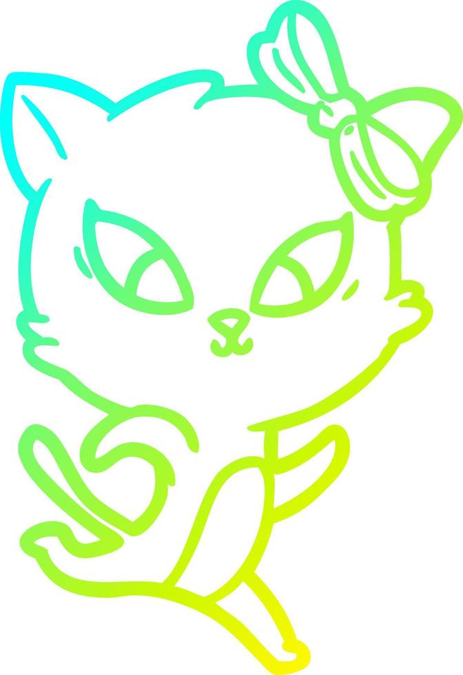 cold gradient line drawing cartoon cat vector