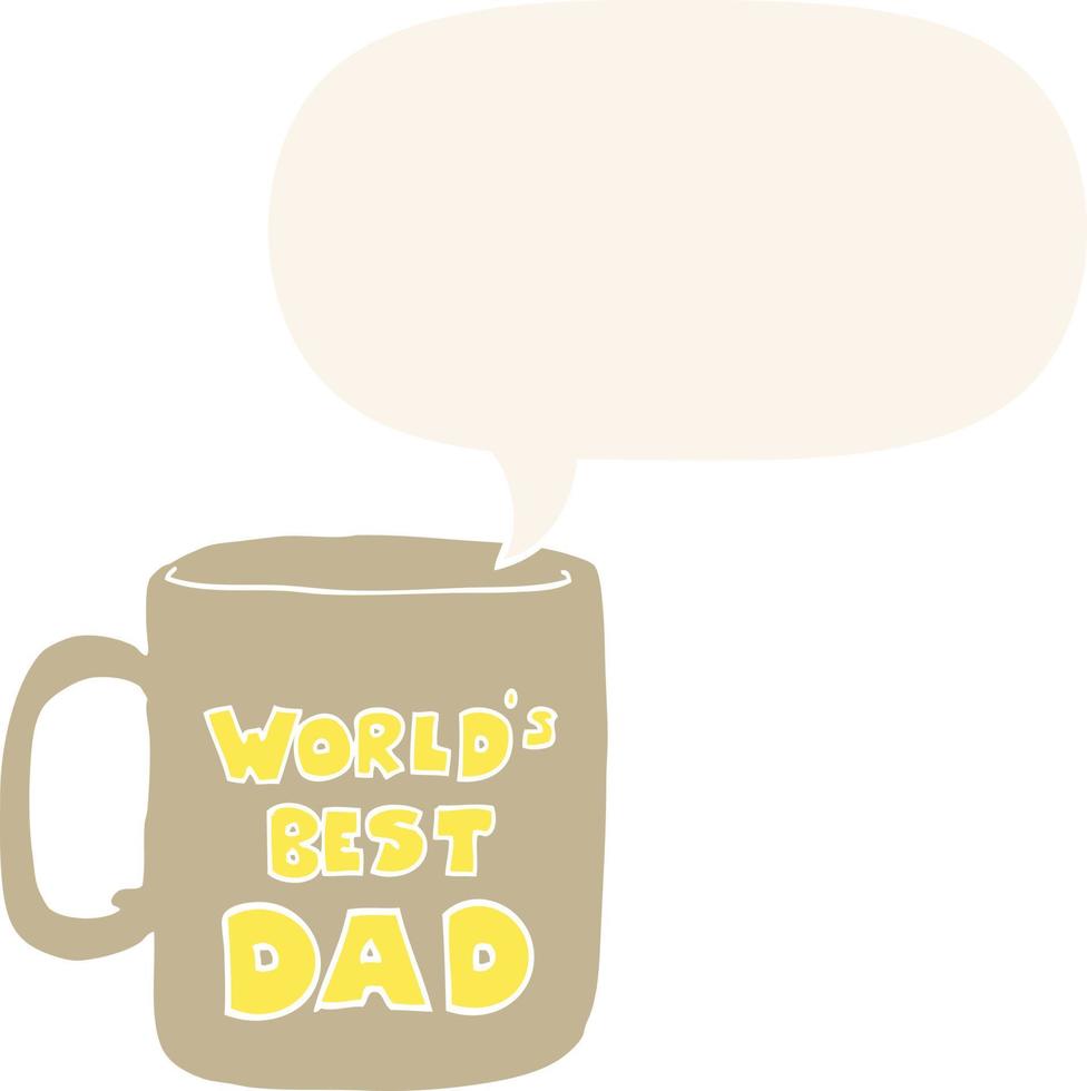 la mejor taza de papá del mundo y la burbuja del habla en estilo retro vector