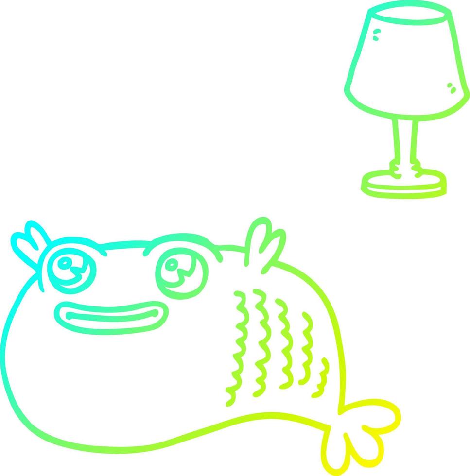 cold gradient line drawing cartoon fish vector