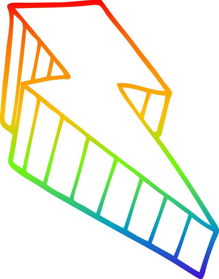 rainbow gradient line drawing cartoon decorative lightning bolt vector