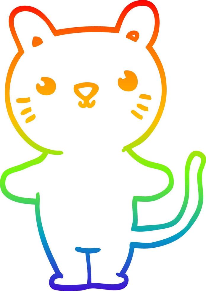 rainbow gradient line drawing cartoon cat vector