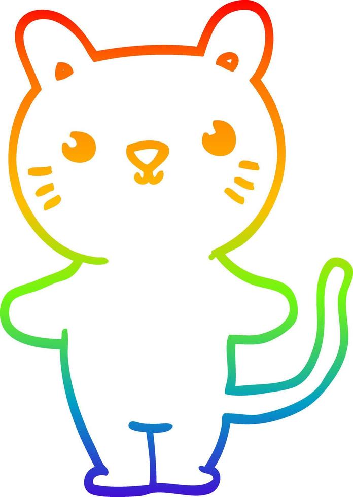 gato de dibujos animados de dibujo de línea de gradiente de arco iris vector