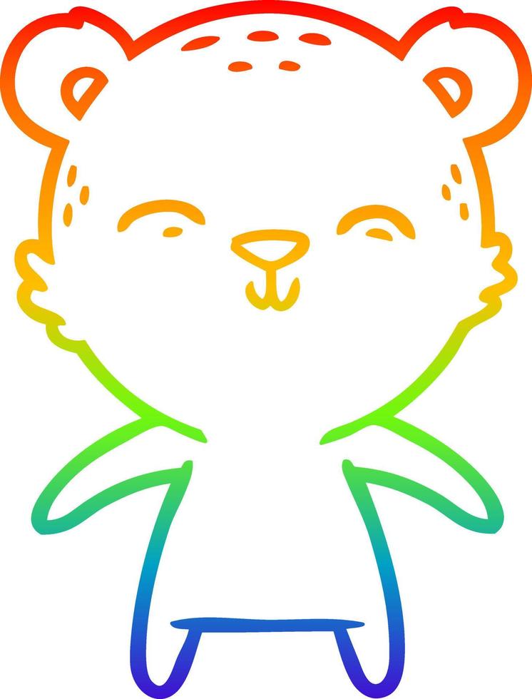 dibujo de línea de gradiente de arco iris oso de dibujos animados feliz vector