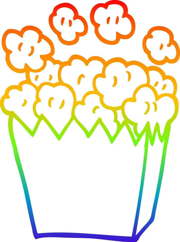 rainbow gradient line drawing cartoon popcorn vector